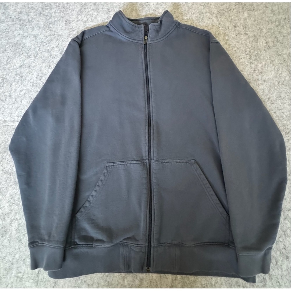 L.L.Bean Sweatshirt Mens XLT Blue Full Zip Fleece Mock Neck Traditional Fit